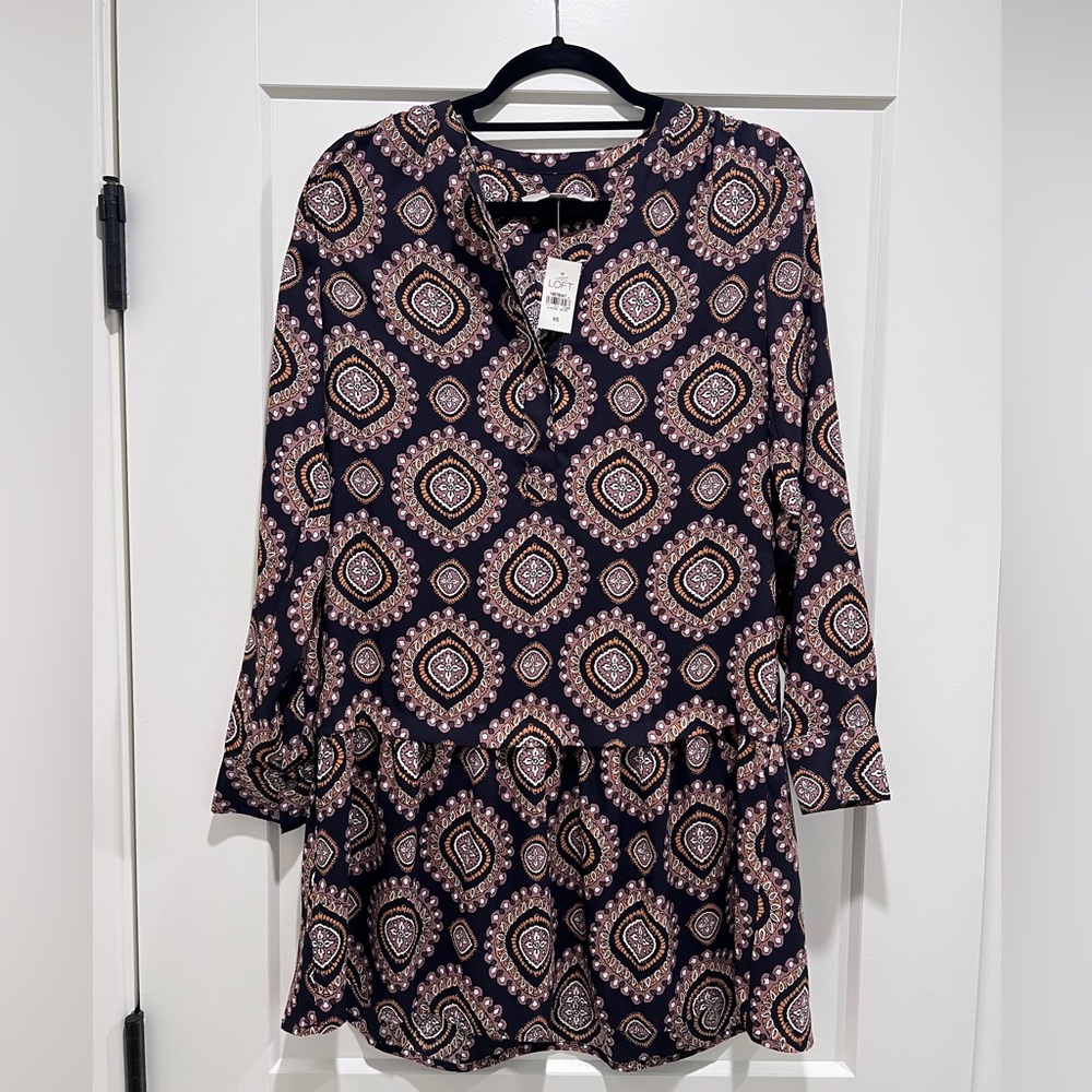 LOFT Long Sleeve Geometric Dress